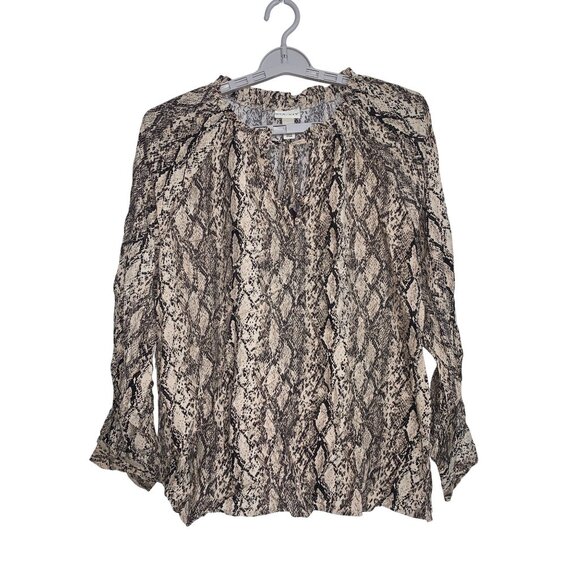 Ava & Viv Womens Tan Snake Print Long Sleeve Top Blouse Plus Size 3X - Picture 6 of 11